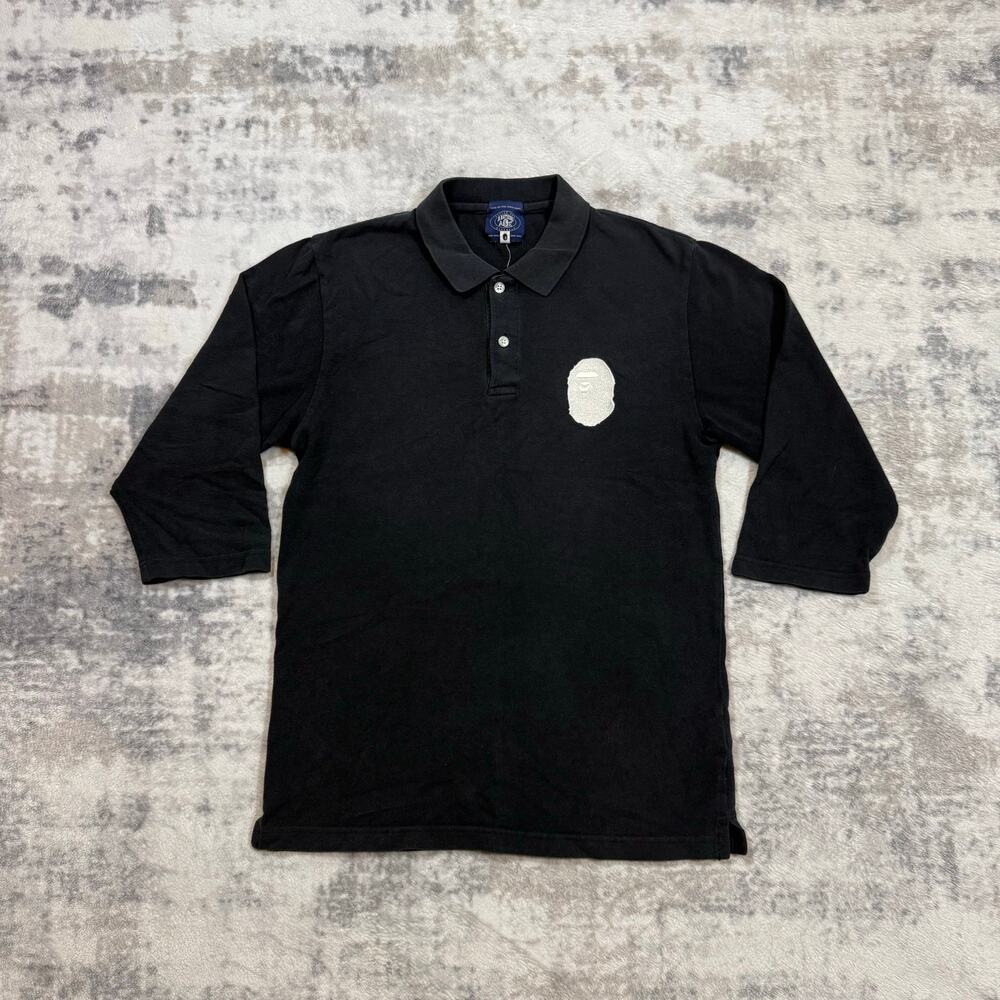 Authentic Bape 2000's Ape Head Raglan 3/4 Sleeve Polo Shirt M